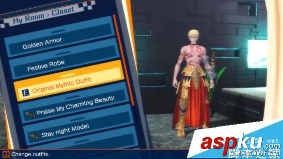 Fate/EXTELLA pc版dlc金閃閃Original Mythic Outfit服飾圖鑒 Fate,EXTELLA,pc版,dlc,服飾圖鑒