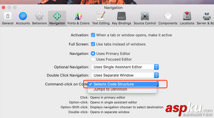 淺述iOS11 Xcode 9 按住command 單擊 恢復到從前(直接跳轉到定義) ios11,xcode9,command