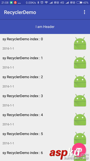 RecyclerView,添加頭部,尾部,Android