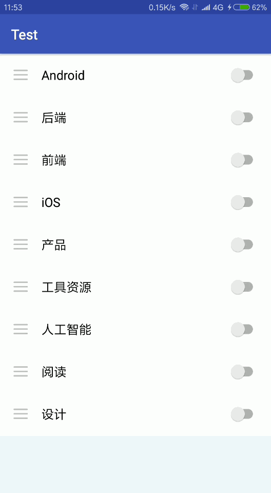 ItemTouchHelper,android,拖拽,側滑