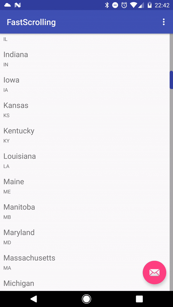 Android RecyclerView 實現快速滾動的示例代碼 Android,RecyclerView,滾動,快速滾動