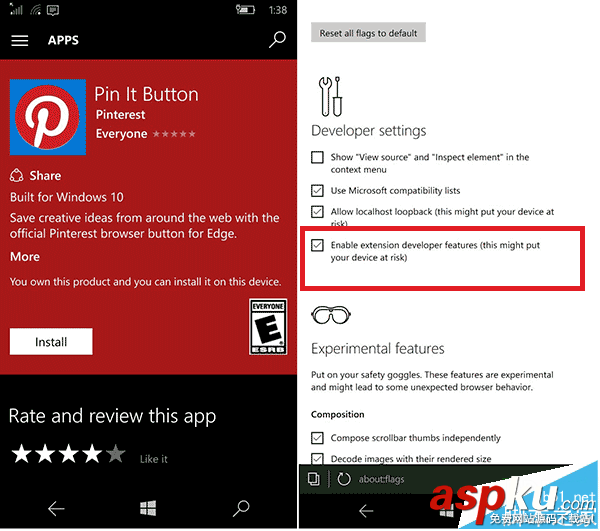 Win10,Mobile,Edge瀏覽器