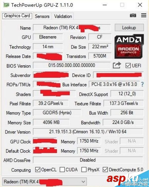 AMD RX 470D跑分/規格確認:售價1100元左右 AMD,規格