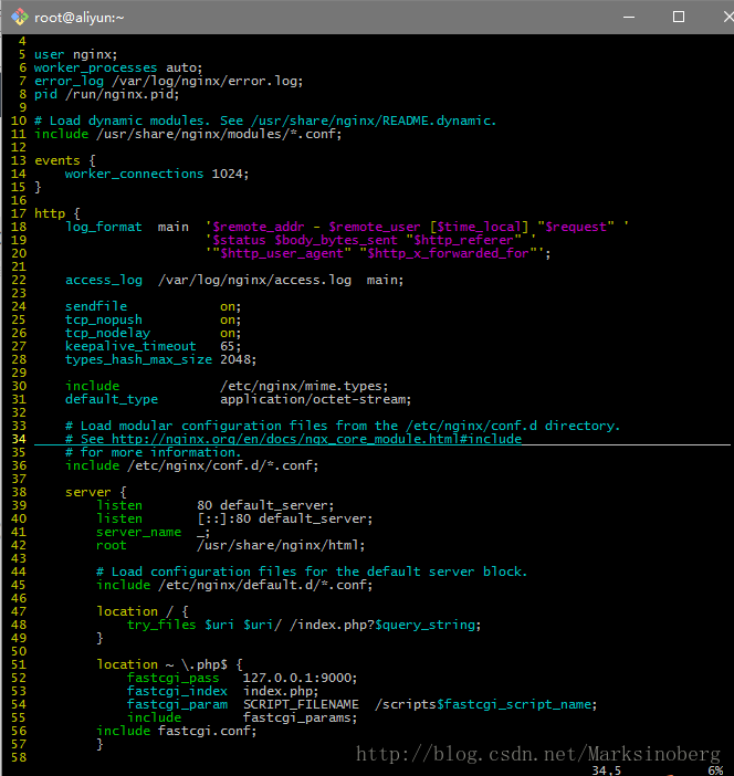 默認Nginx的配置文件