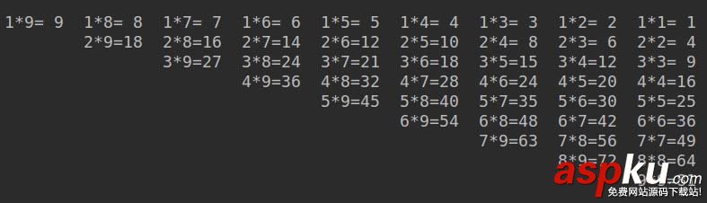 利用Python循環(包括while&for)各種打印九九乘法表的實例 Python,循環打印,九九乘法表