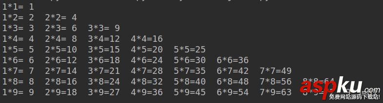 利用Python循環(包括while&for)各種打印九九乘法表的實例 Python,循環打印,九九乘法表