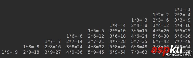 利用Python循環(包括while&for)各種打印九九乘法表的實例 Python,循環打印,九九乘法表