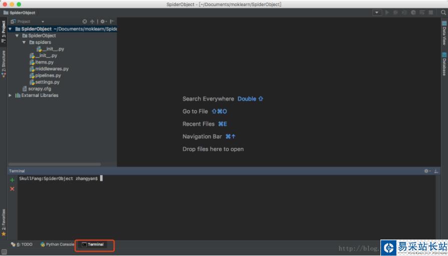 Pycharm+Scrapy安裝并且初始化項目