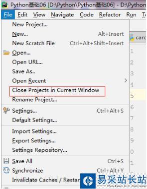 PyCharm導航區中打開多個Project關閉