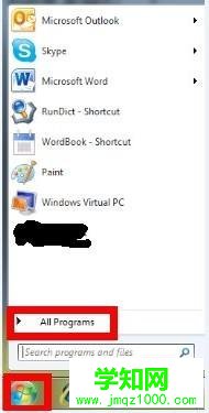點(diǎn)擊ALL Programs