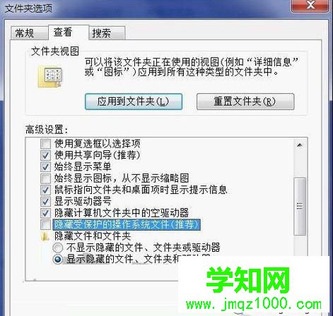 顯示隱藏文件和系統文件