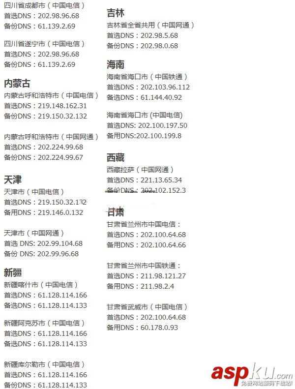 全國各省、市DNS服務器IP地址大全 (電信、網通、鐵通) 圖文 DNS服務器