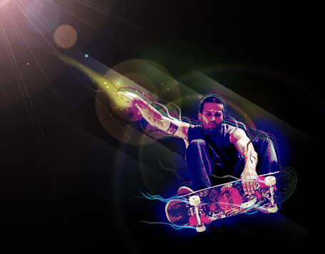 ps設計實例-打造時尚滑板海報