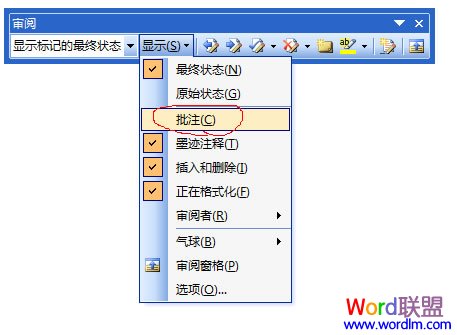 隱藏和顯示批注
