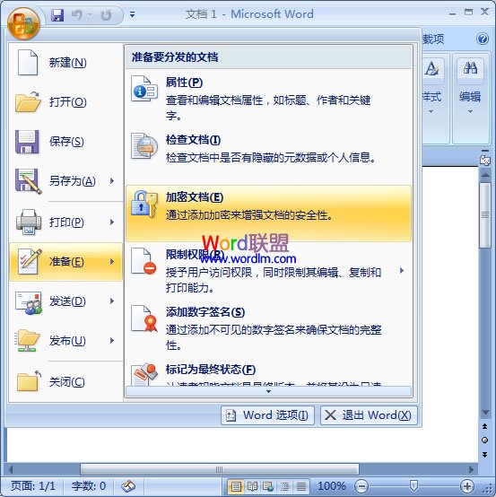 Word2007文檔加密