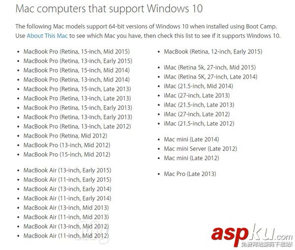 蘋果電腦支持win10嗎?蘋果電腦支持安裝windows 10系統的設備匯總介紹 蘋果電腦,win10,設備