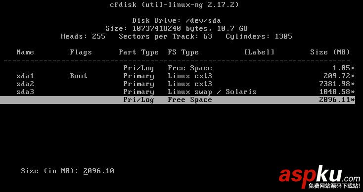 CentOS分區cfdisk操作詳解 cfdisk,CentOS