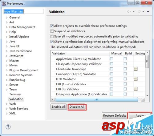 eclipse中怎么去掉xml/js驗證? eclipse,xml驗證,js驗證