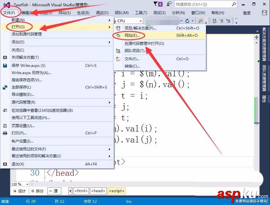 VisualStudio,網頁,函數