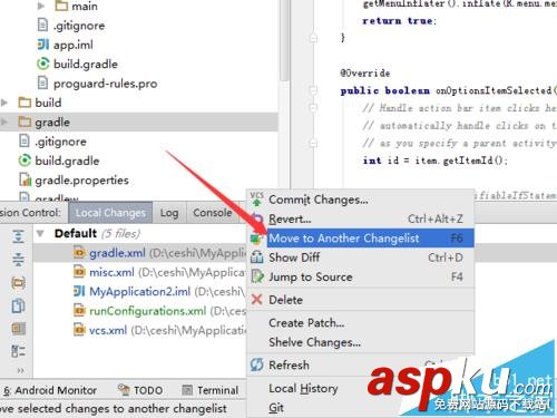 Android studio怎么將本地要更改的文件移至changelist中? Androidstudio,changelist