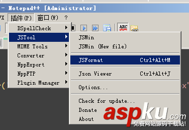 Notepad++插件JSTool:JS代碼格式化工具 Notepad,JS代碼格式化