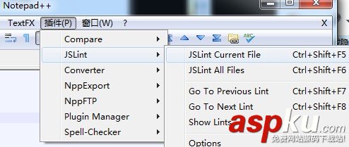 在notepad++中使用jslint檢查javascript代碼錯誤 notepad++,jslint,javascript