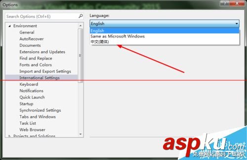 visual studio 2015怎么把英文界面變成中文界面? visualstudio2015