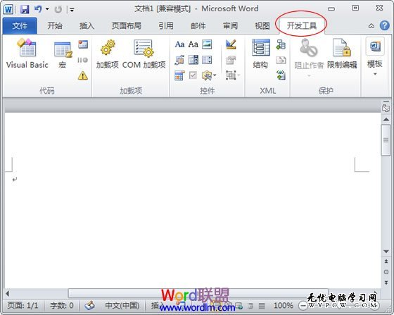 開發(fā)工具選項卡