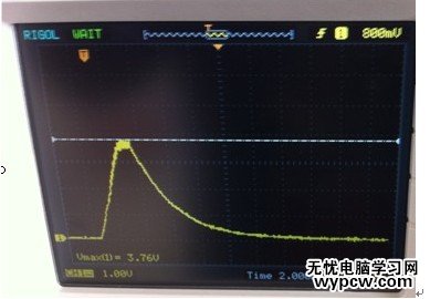 示波器捕捉到3、5V電感上丟失了3V
