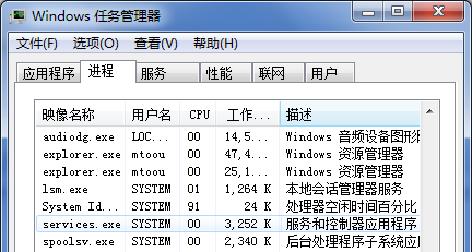 筆者Windows 7系統任務管理器中的services.exe進程 筆者Windows 7系統任務管理器中的services.exe進程