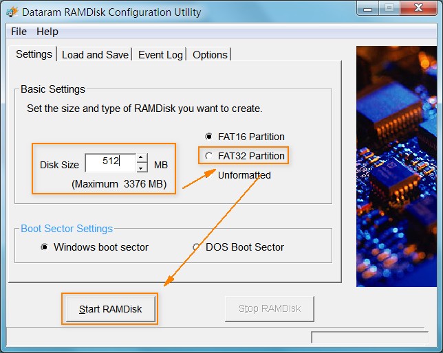 啟動 Dataram RAMDisk 啟動 Dataram RAMDisk