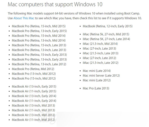 蘋果升級Boot Camp:支持Windows 10