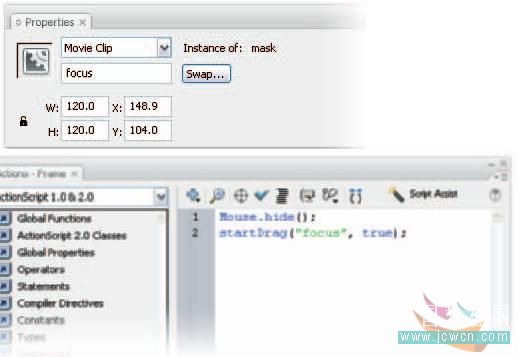 Flash cs3仿真藝術(shù)設(shè)計(jì)3.6:運(yùn)用遮罩打造焦點(diǎn)效果_中國教程網(wǎng)