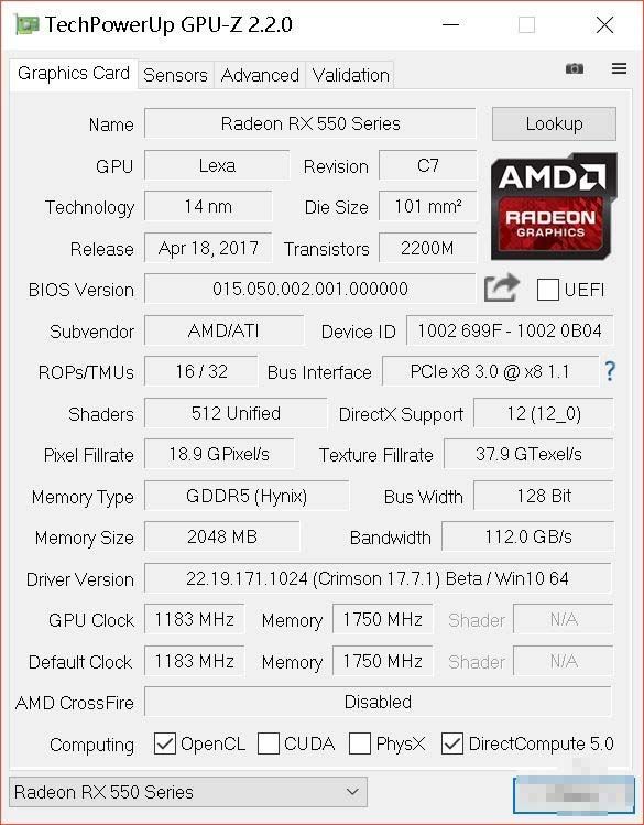 映泰 RX550 2GB 海外版評測 映泰 RX550 2GB 海外版評測