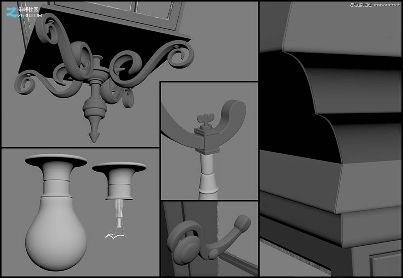 3dmax制作歐式風(fēng)格的墻壁路燈效果,PS教程,思緣教程網(wǎng)