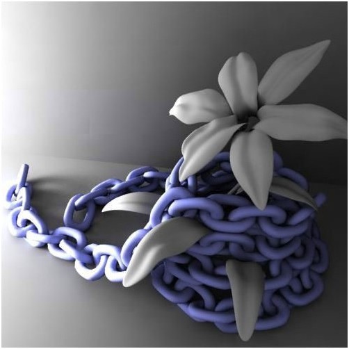 3DSMAX渲染被鐵鏈束縛的花朵 武林網 3DSMAX渲染教程