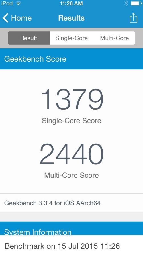 新iPod跑分出爐:A8處理器不敵iPhone 5S
