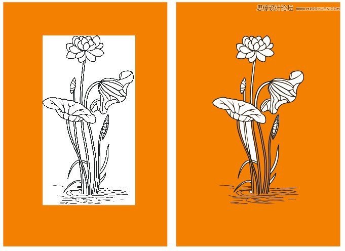 CorelDraw勾出荷花圖片簡潔提線條效果