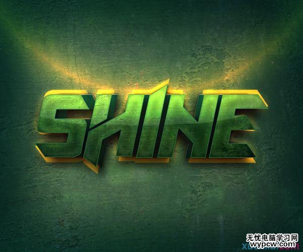 用PS制作綠色紋理效果的立體文字圖片