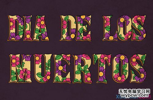 PS教程:PS創建亡靈節萬壽菊文字特效