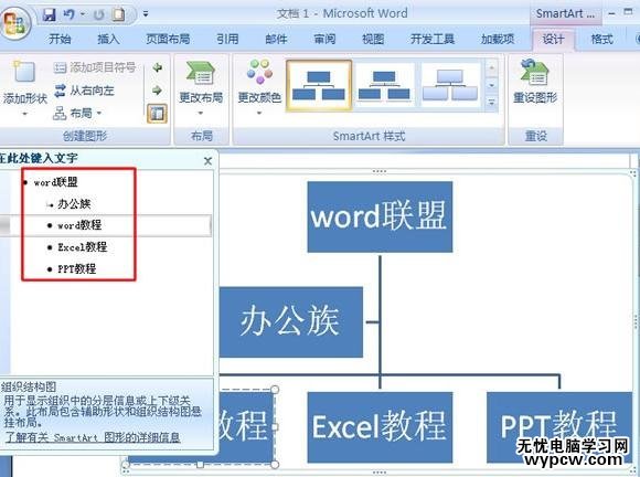 word2007制作組織結構圖的兩種方法