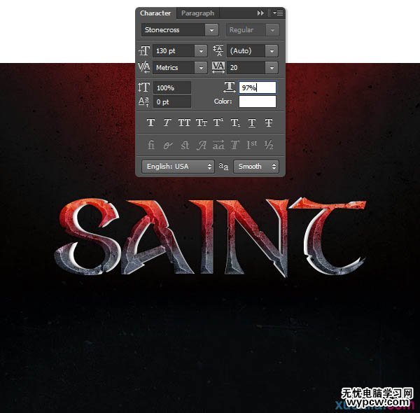 制作熾熱火紅巖石文字圖片的PS教程