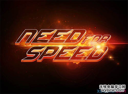 Photoshop制作極速動感火焰立體字