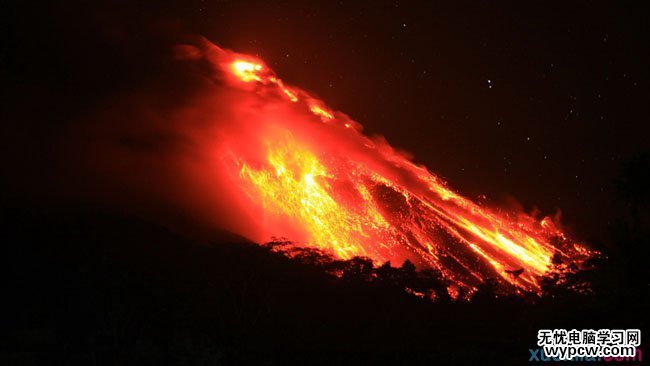 Photoshop制作大氣的立體巖石火焰字