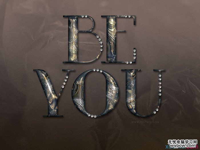 Photoshop制作華麗的鑲寶石金屬字