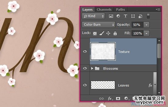 七夕節用PS創建清新雅致的櫻花效果字體