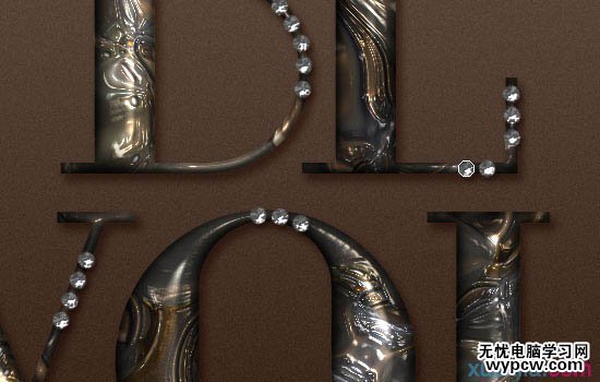 Photoshop制作華麗的鑲寶石金屬字