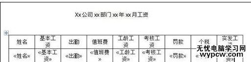 word2007如何制作工資條