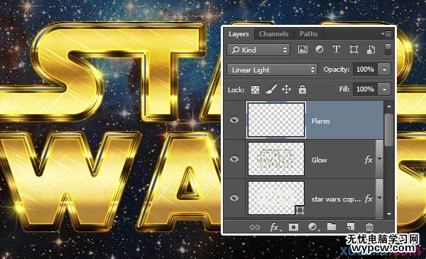 Photoshop制作大氣的金色星戰(zhàn)標(biāo)題立體字教程