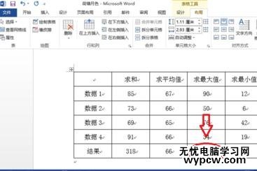 在word2013中如何計算表格數據